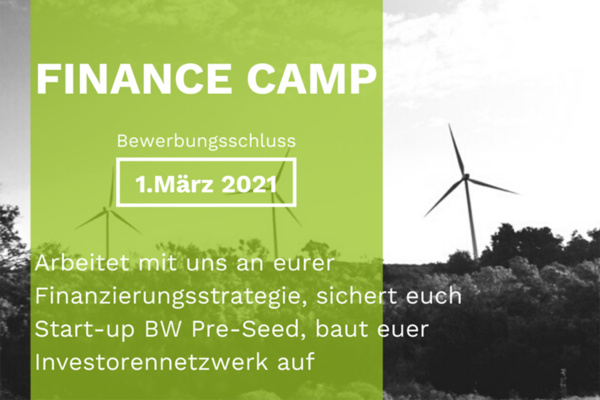 Einladung Finance Camp 2021 SmartGreen Accelerator und Grünhof Freiburg.