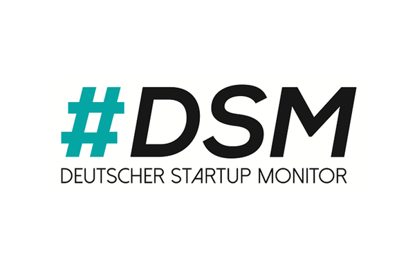 Logo zum Deutschen Startup Monitor. Grüne Raute und schwarze Schrift "DSM - Deutscher Startup Monitor"