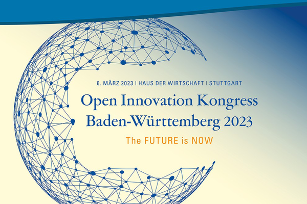 Visual zum Open Innovation Kongress 2023 am 6. März 2023 im Haus der Wirtschaft Stuttgart.