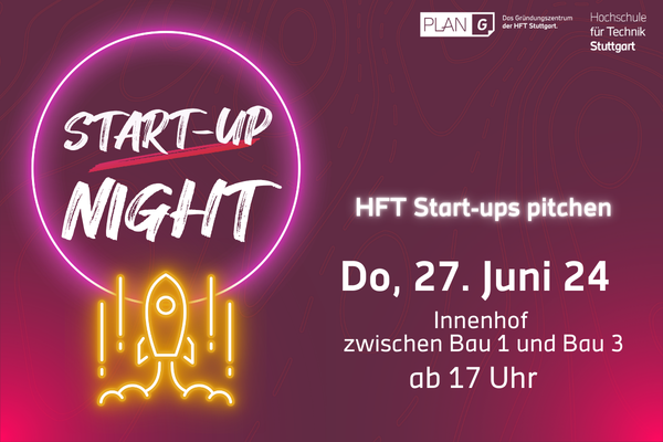 Key Visual zur Start-up Night 2024 an der Hochschule für Technik Stuttgart.