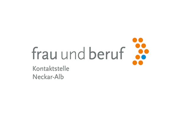 Logo Kontaktstelle Frau und Beruf Neckar-Alb. Graue Schrift auf weißem Hintergrund.