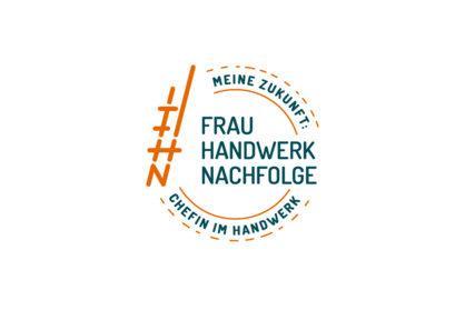 Logo Frau - Handwerk - Nachfolge. Text: Meine Zukunft: Chefin im Handwerk.