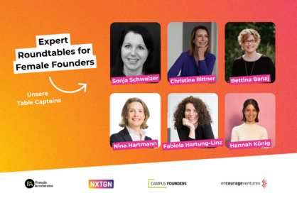 Veranstaltungshinweis für die "Expert Roundtables for Female Founders" als Side-Event bei Heilbronn Slush'D am 24. Oktober 2024.