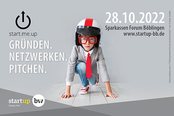 Einladungsflyer zur Veranstaltung start.me.up am 28. Oktober 2022 im Sparkassen Forum Böblingen.