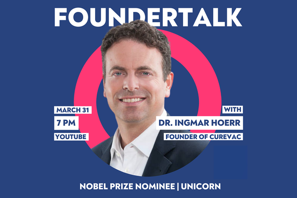 Ingmar Hoerr, Gründer von CureVac, als Speaker beim Foundertalk des Thinc e.V. Youtube-Livestream ab 19 Uhr am 31.03.2021. Bild von Ingmar Hoerr.