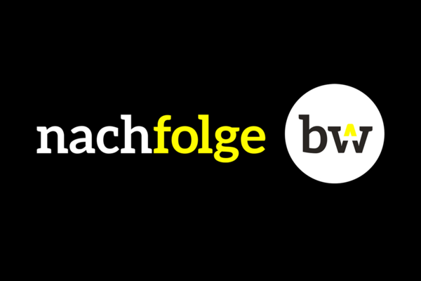 Logo Nachfolge BW auf schwarzem Hintergrund.