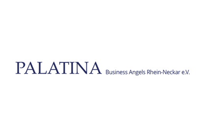 Logo mit Schriftzug PALATINA Business Angels Rhein-Neckar e.V. in blau auf weißem Hintergrund.