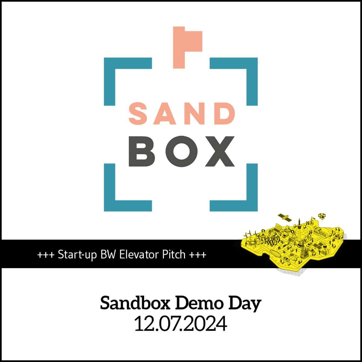 Termin-Kachel für den Vorentscheid "Sandbox Demo Day" am 12. Juli 2024.