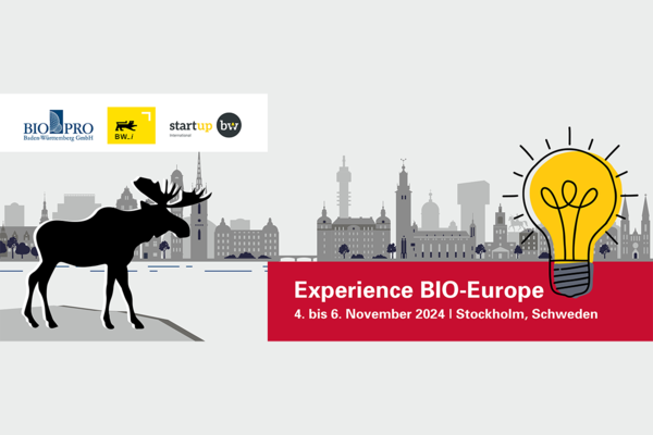 Key Visual BIO-Europe mit dem Text: Experience BIO-Europe, 4. - 6. November 2024 | Stockholm, Schweden.