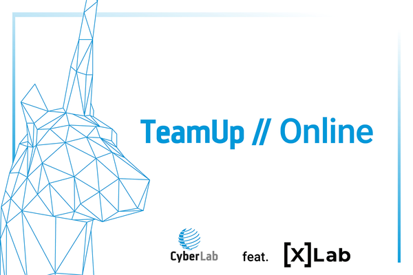 Einladung zur Veranstaltung TeamUp Online des CyberLabs. Logos CyberLab und xLab der Hochschule Karlsruhe.