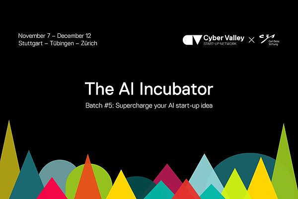 Key Visual für den fünften Durchlauf des Cyber Valley AI Incubators vom 7. November bis zum 12. Dezember 2024.