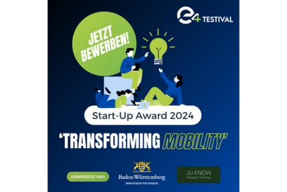 Bewerbungsaufruf für Start-ups für den Award Transforming Mobility 2024.