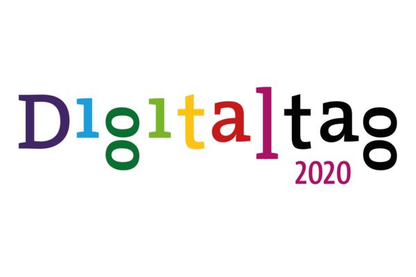 Logo des Digitaltages 2020 - bunte Typografie und Schriftzug "Digitaltag 2020"